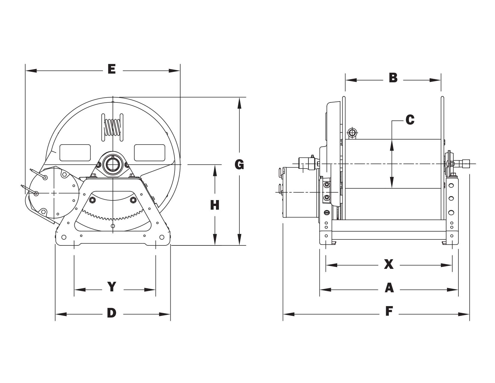 Hannay Reels FH1500 Breathing Air Hose Reel, Manual Rewind, 1/2 x 125',  FH1516-17-18
